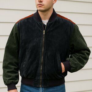 Vintage Rage Authentics Suede Bomber Jacket – Y2K Streetwear Grail, Men’s‎ Large